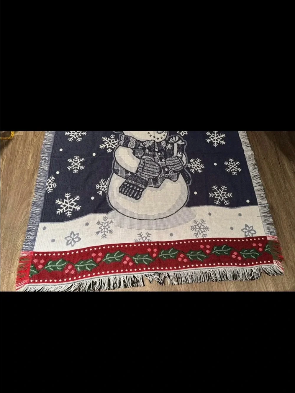 Holiday Snowman Throw Blanket - Navy, Red, White